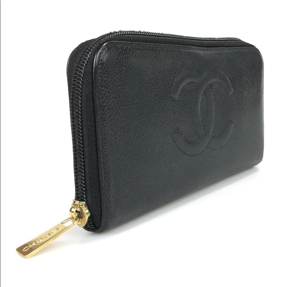 💯 Authentic CHANEL WALLET ROUND ZIP BLACK CAVIAR SKIN COCO - Picture 3 of 11